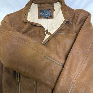 Guess Tan Leather Military Jacket